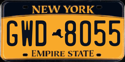 NY license plate GWD8055