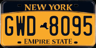 NY license plate GWD8095