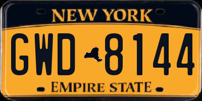 NY license plate GWD8144