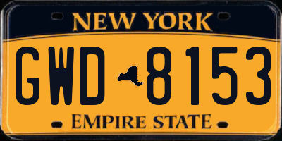NY license plate GWD8153