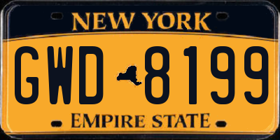 NY license plate GWD8199