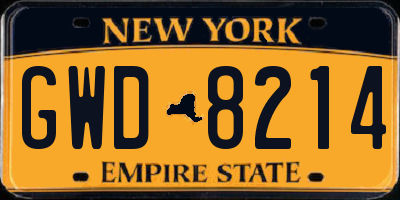 NY license plate GWD8214