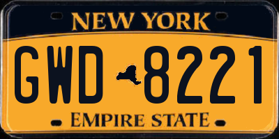 NY license plate GWD8221
