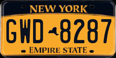 NY license plate GWD8287