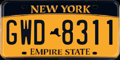 NY license plate GWD8311