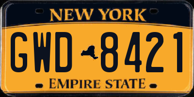 NY license plate GWD8421