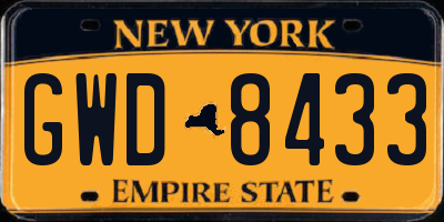 NY license plate GWD8433