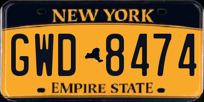 NY license plate GWD8474