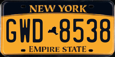 NY license plate GWD8538