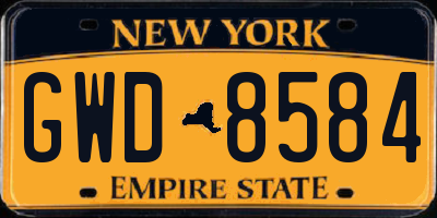 NY license plate GWD8584