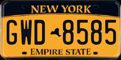 NY license plate GWD8585