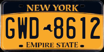 NY license plate GWD8612
