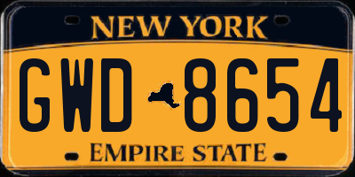 NY license plate GWD8654