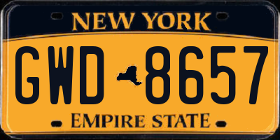 NY license plate GWD8657