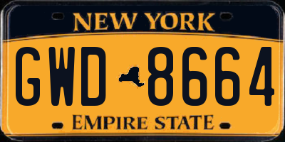 NY license plate GWD8664