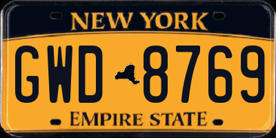 NY license plate GWD8769