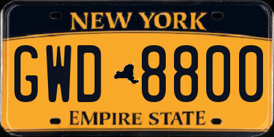 NY license plate GWD8800