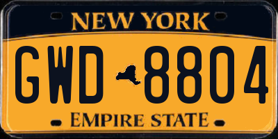 NY license plate GWD8804