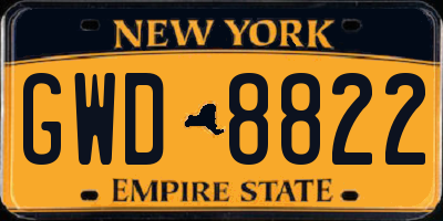 NY license plate GWD8822