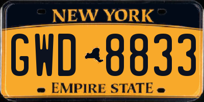 NY license plate GWD8833
