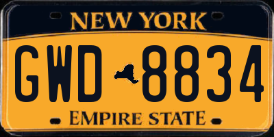 NY license plate GWD8834