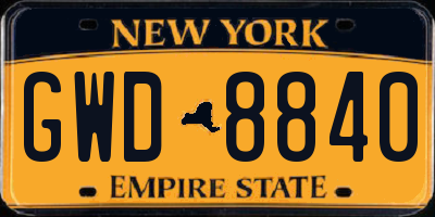 NY license plate GWD8840