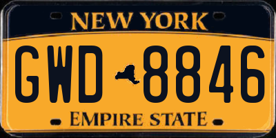 NY license plate GWD8846