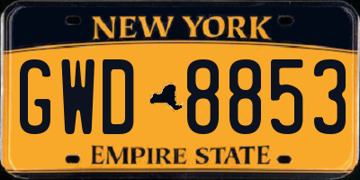 NY license plate GWD8853