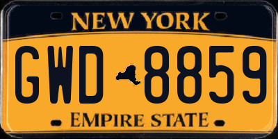 NY license plate GWD8859