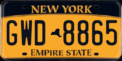 NY license plate GWD8865