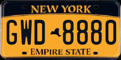 NY license plate GWD8880