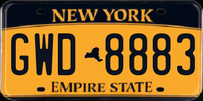 NY license plate GWD8883