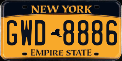 NY license plate GWD8886