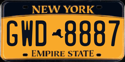 NY license plate GWD8887