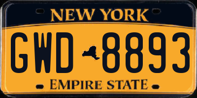 NY license plate GWD8893