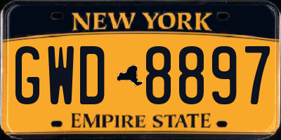 NY license plate GWD8897