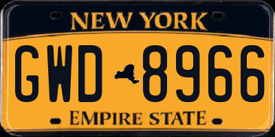 NY license plate GWD8966