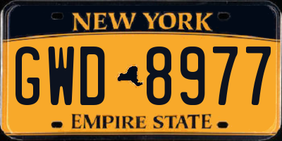 NY license plate GWD8977