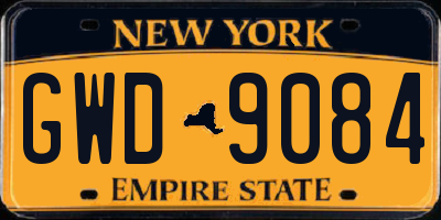 NY license plate GWD9084