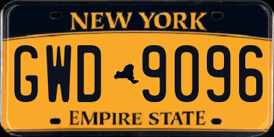 NY license plate GWD9096