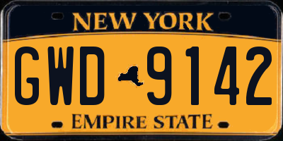 NY license plate GWD9142