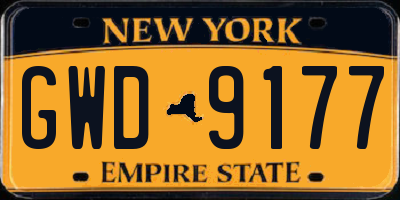 NY license plate GWD9177