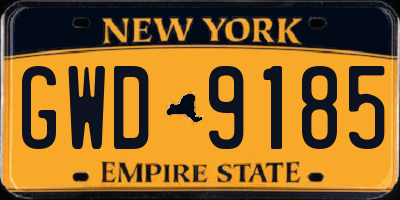 NY license plate GWD9185