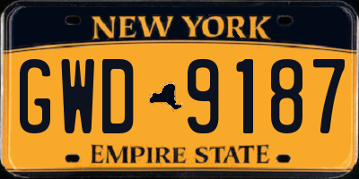 NY license plate GWD9187