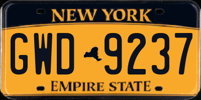 NY license plate GWD9237