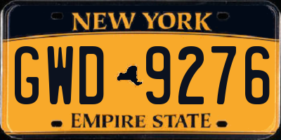 NY license plate GWD9276