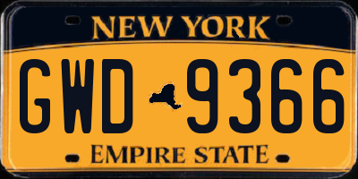 NY license plate GWD9366