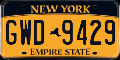 NY license plate GWD9429