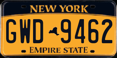 NY license plate GWD9462