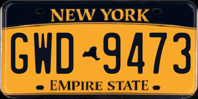 NY license plate GWD9473